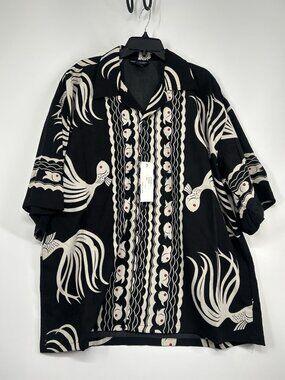 Oscar Misa Mens Camp Shirt Hawaiian Button Front Size 4XL Koi Fish Boxy Retro